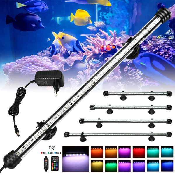 Beleuchtung Aquarium 21 LED Licht Fernbedienung Tauchen Lampe Pflanze Wachsen Beleuchtung Unterwasser Aquarium Licht RGB Led Aquarium Zubehör