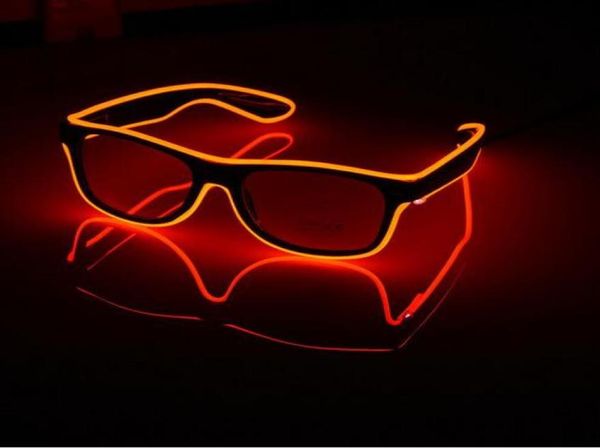 Blinkende EL-Draht-LED-Brille, leuchtende Party, dekorative Beleuchtung, klassisches Geschenk, helle LED-Licht-Party-Sonnenbrille, 12 Stück / Los9836029