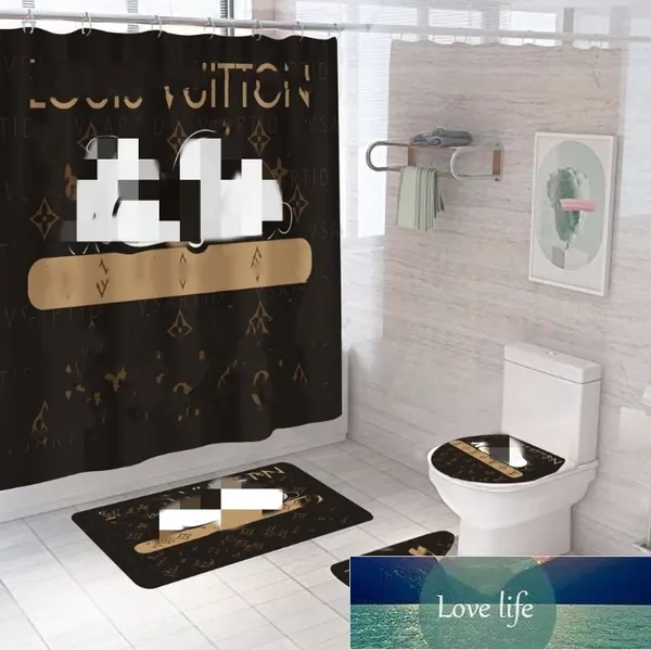 High-end conjuntos de banheiro cortina de chuveiro conjunto à prova dwaterproof água cortinas de banho tampa toalete tapete antiderrapante pedestal atacado