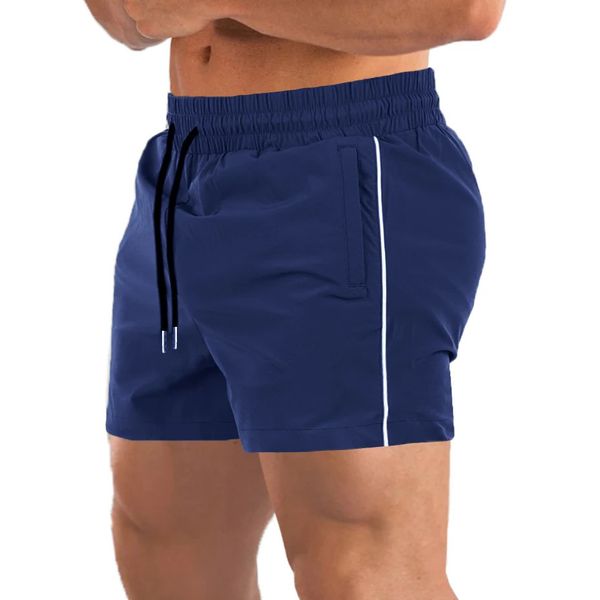 Slim shorts de ajuste para homens esportes ginástica exercícios de ginástica Jogger Peça leve calça curta com bolsos com zíper 240319