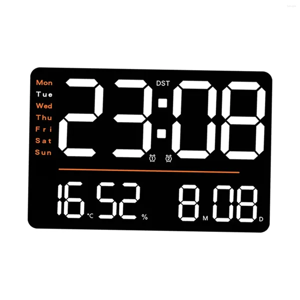 Wanduhren Große Digitaluhr DST mit Temperatur Rechteck Einfach zu installierende Timer-Alarm-LED für Schlafzimmer zu Hause