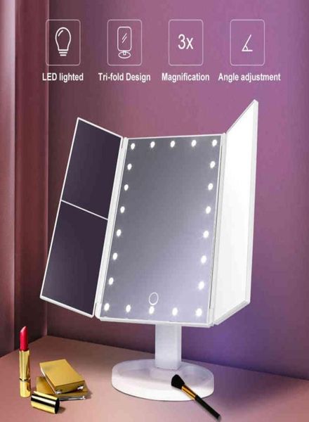 Işıklarla Makyaj 1x 2x 3x büyütme Işık Makyaj Touch Kontrol Trifold Çift Güç Güzellik Aynaları Portable4129137