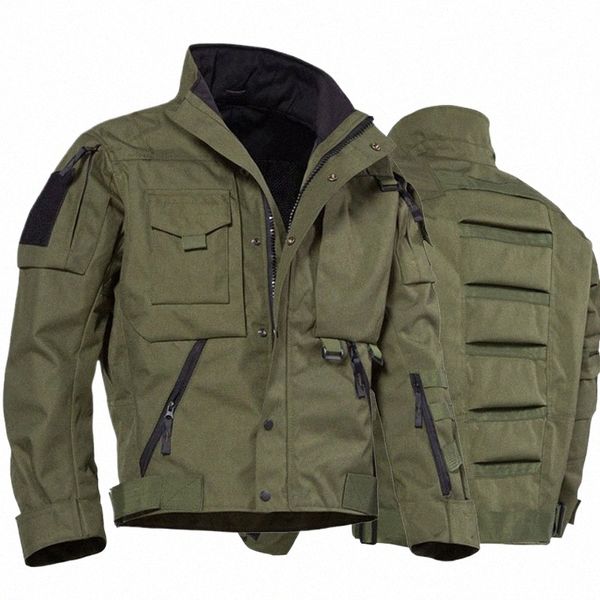 Giacca militare tattica Uomo Casual Multi tasca resistente ai graffi Cargo Giacche Maschile Caccia esterna Combattimento Cappotti di polizia dell'esercito 82qI #