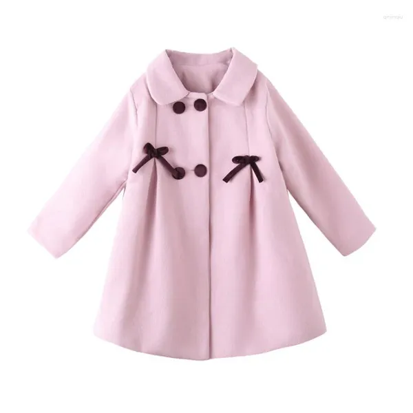 Giacche Giacca primaverile e autunnale Ragazze Abbigliamento invernale per bambini Cappotti con fiocco in lana di cotone spessa Giacca a vento casual