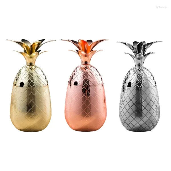 Çubuk Ürünler 2024 Ananas Şekli Cam Kokteyl Şarap Seti Metal Bardaklar Paslanmaz Çelik Malzeme Aracı İçme Bardağı
