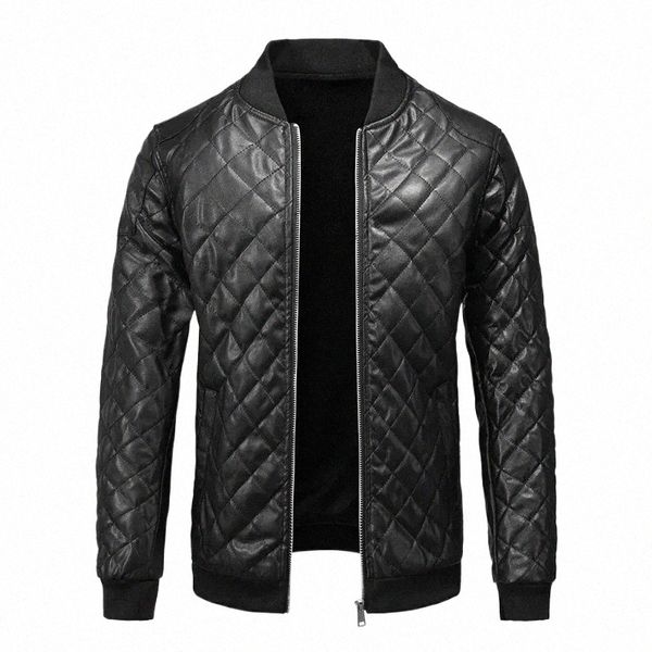 uomini invernali giacche in pelle in pile caldo cappotti in pelle PU New Fi maschio sottile moto cappotti in pelle abbigliamento uomo taglia 4XL k5fM #