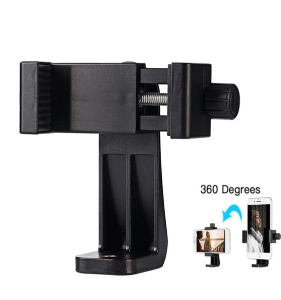 Stativ Mount Adapter Handy Ständer Halterung Clip Vertikale 360 Grad Drehbar Für iPhone Xiaomi Samsung Universal Smart phone2344576