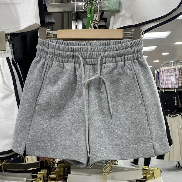 Shorts femininos esportivos motociclista mulheres desenhar string lado split sólido streetwear elástico cintura estilo coreano mulheres roupas verão gota