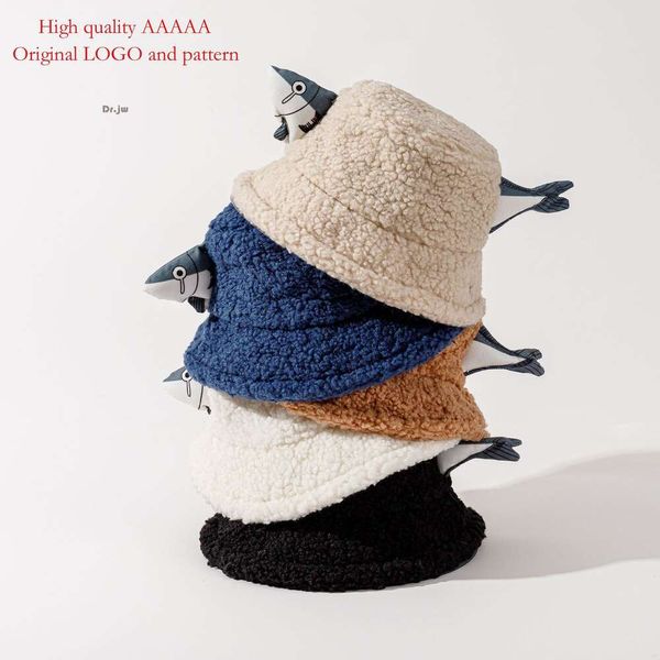 Pesce salato, pelo di agnello, cappello da pescatore, nuovo cartone animato carino per uomini e donne in autunno inverno, cappello a scodella divertente caldo e alla moda