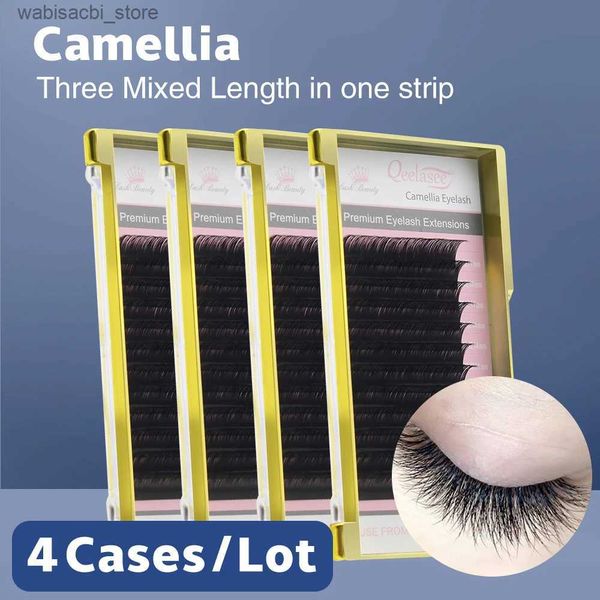 Ciglia finte 4 vassoi Ciglia Camelia Estensioni ciglia volume 0,07 Lunghezza mista in una striscia di ciglia 3D-6D Ciglia facili a ventaglio Fioriscono in 1 secondo24327