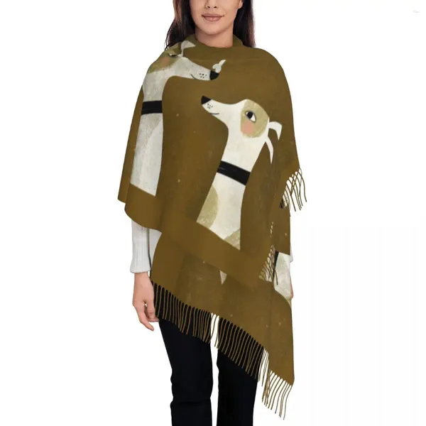 Sciarpe Sciarpa Greyhound Whippet per donna Caldo inverno Pashmina Scialle Avvolgente Sighthound Dog Lunga da indossare ogni giorno