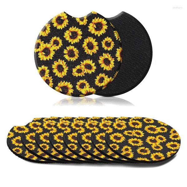 Sottobicchieri da tavolo, 10 confezioni, sottobicchieri in neoprene per auto, girasole, per portabicchieri, assorbenti, soggiorno, cucina, ufficio