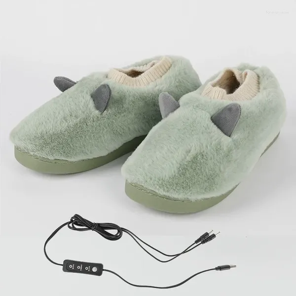 Hausschuhe Winter Slipper USB Elektrische Heizung Fuß Schuhe Plüsch Warme Füße Einstellbare Beheizte Wärme Pad Einlegesohlen