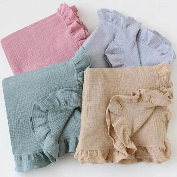 Decken Geborene Wurfgegenstände Bettzubehör Swaddle Erinnerungen Feste Farbe Baumwollkind Babydecke weich mit Quasten