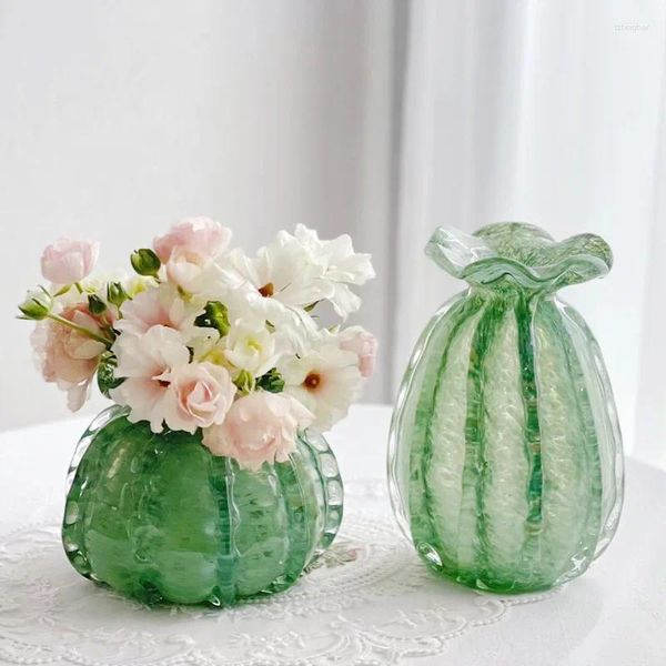 Vasen Kreative Vase Grün Candy Bag Glas Wasser Blumenzüchter Hause Geldbörse Glück Dekoration Ornamentsts Blumen Dekor