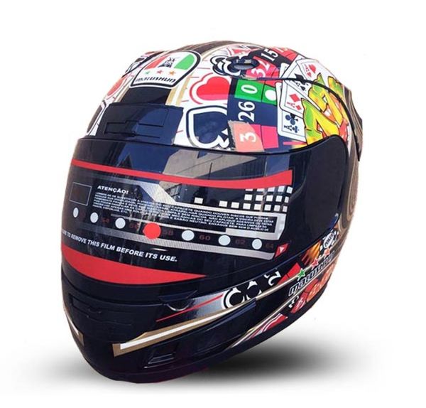 Malushun mlu012 capacete de motocicleta feminino, capacete de motocross, capacete de moto, impressão de pôquer, material abs2999383