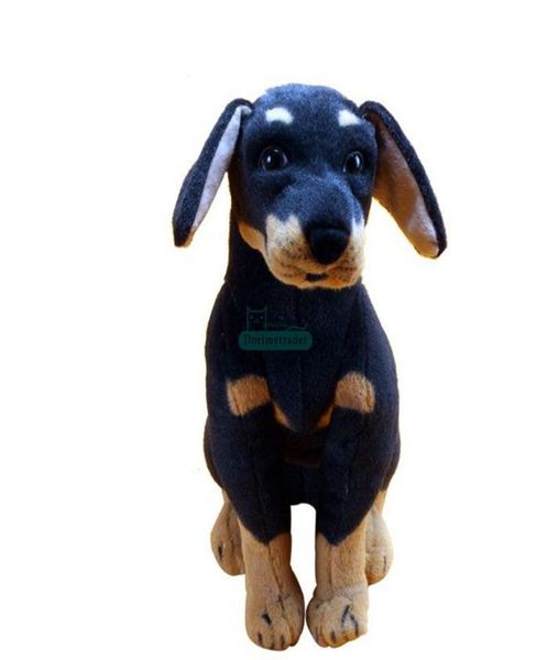 Dorimytrader qualidade 55cm simulação animal rottweiler brinquedo de pelúcia 22 polegada recheado macio preto cão boneca crianças presente dy615837226463
