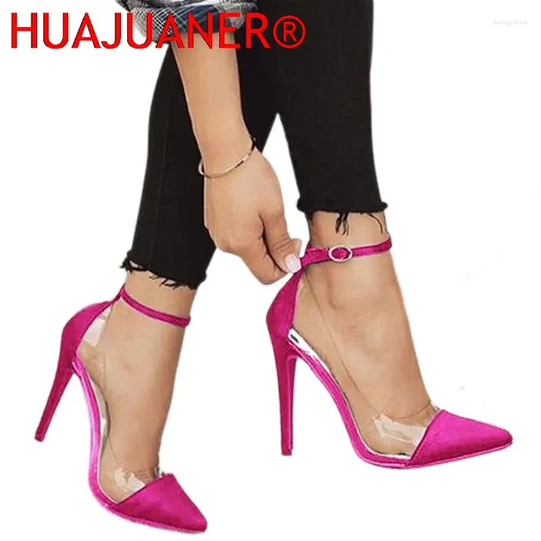 Sapatos de vestido feminino de salto alto monocromático cinto fivela moda único rosa preto damasco tamanho 34 - 43