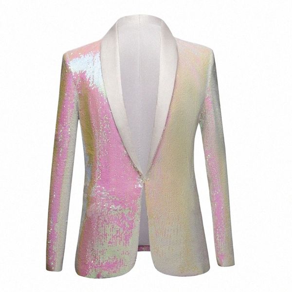 fi Paillettes Giacca da uomo Lussuosa festa di ballo di nozze Dr Blazer Cappotti u82M #