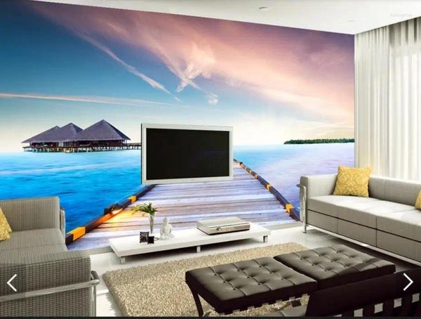 Sfondi Mare Blu Cielo Vista Carta da parati Decorazione murale Rotoli di carta Murales Contatto Natura Carte Paesaggio Personalizza