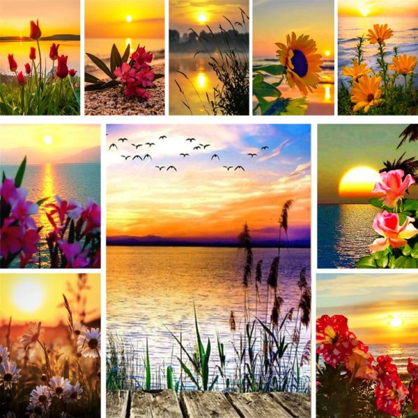 Nummer Blumen Sonnenblumenmalerei nach Zahlen Komplett Kit Acrylfarben 40*50 Bild nach Zahlen Foto Loft Wandbild für Kinder