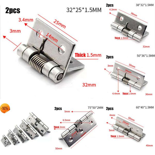 2024 Outros eletrodomésticos 2 unidades Dobradiça de porta de mola com fechamento automático Dobradiça de porta de aço inoxidável Dobradiças de armário 1/1,5/2/2,5/3 polegadas Acessórios de hardware para móveis