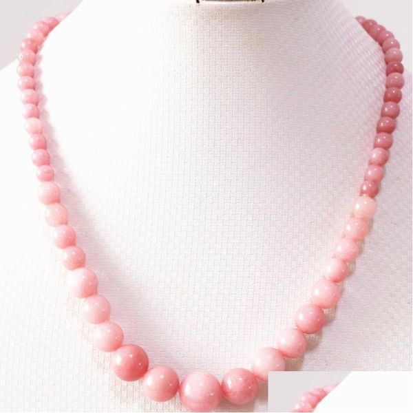 Girocolli Ciondoli Rodocrosite rosa 6-14 mm Collana di perline tonde di alta qualità S Regali per feste Torre Catena di gioielli 18 pollici B617 Consegna a goccia N Otuh2