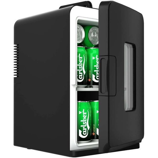 Mini quartos adequados de 15 litros/21 latas, refrigerador portátil para cuidados com a pele 110 V AC/12 V DC, refrigerador e aquecedor termoelétrico, refrigerador pequeno para cosméticos, alimentos,