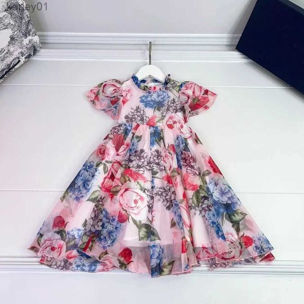 Vestidos da menina 2023 novo verão crianças roupas marca menina vestido estilo chinês flor rosa vestido de praia mãe e filha usar yq240327