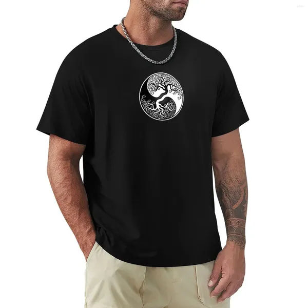 Polo da uomo T-shirt Yin Yang Albero della vita bianca e nera Asciugatura rapida Taglie forti Magliette semplici da uomo