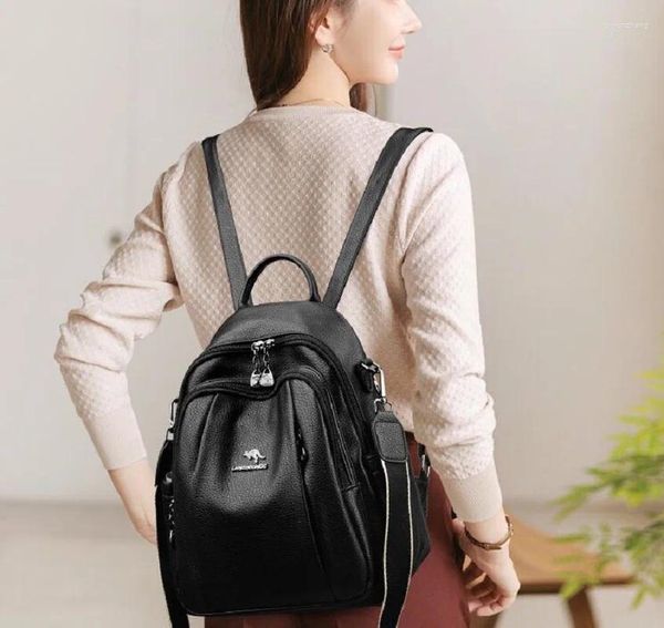 Schultaschen Mode-Trend Luxus Hohe Qualität Weiche Leder Rucksäcke Frauen Große Kapazität Reise Schulter Tasche Damen Bagpack