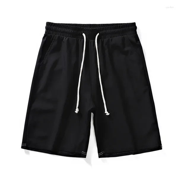 Shorts masculinos casuais de verão, calças finas de cinco pontos, secagem rápida, cor sólida, fora, diariamente, calças de qualidade