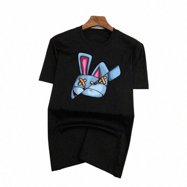 cott Tops Funky Brand Bunny Divertente Cartos Manica corta da uomo Persality Street T-shirt allentate T-shirt oversize morbide e traspiranti T3Yp #