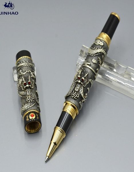 Роскошная ручка JINHAO, уникальная металлическая шариковая ручка с тиснением двойного дракона, высококачественные канцелярские товары для руководителей, гладкая ручка для письма 5814064