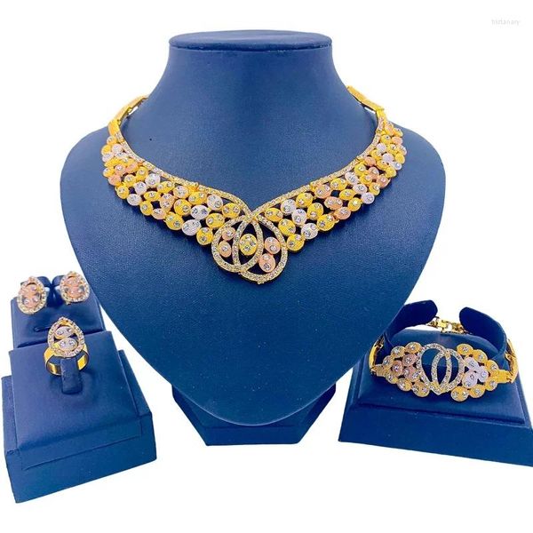 Orecchini per collana Set Dubai Anello per bracciale colorato per donna Accessori per gioielli di moda in cristallo