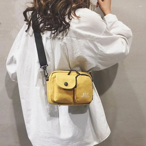 Borse a tracolla Borsa a tracolla in tela da donna Piccola studentessa coreana Messenger per ragazza Designer di telefoni di moda Solido