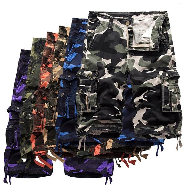 Shorts masculinos menino 12 calças de trabalho de ajuste regular pouco l solto casual roupas europeias e americanas camuflagem grande multi