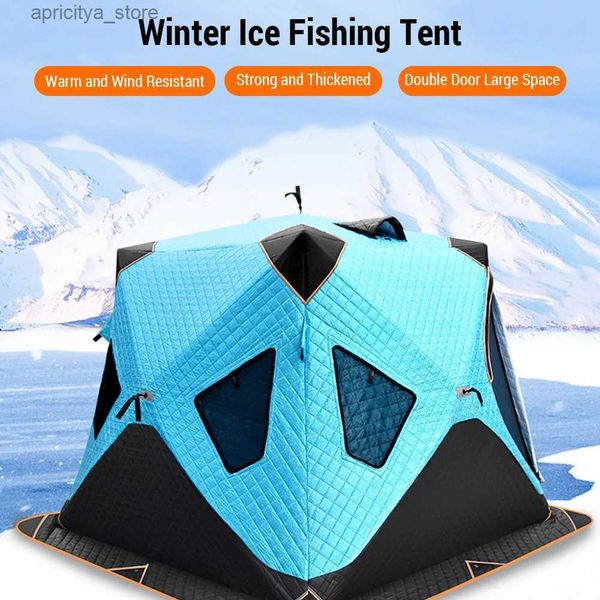Палатки и навесы Толстая 4-слойная палатка для зимней рыбалки, укрытие для зимней рыбалки, палатка для походов и кемпинга на холодную погоду, вмещает 3-4 человека24327