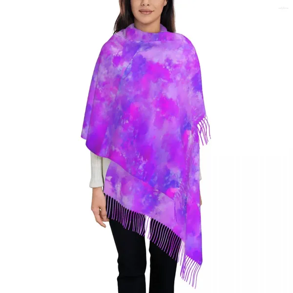 Schals Weiblicher Schal im Freien bunter Farbspritzerkopf mit langer Quaste abstrakte Kunstschals Wrpas Winter Bufanda