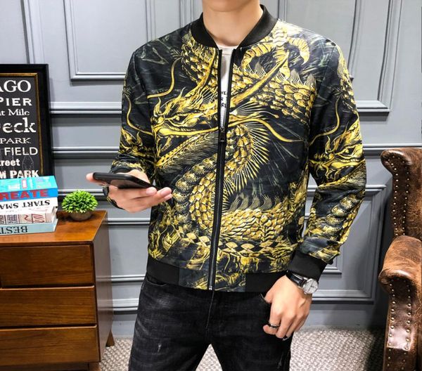 Streetwear Drachen Druck Vintage Jacke Mantel Herren Jacken Jaqueta Masculina Chinesischen Stil Hip Hop Bomber Jacke Männer Kleidung 20196544938