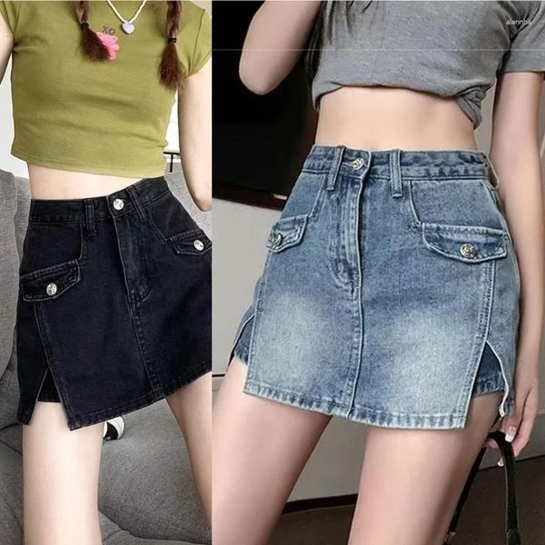 Shorts femininos elegantes e sexy cintura alta jean mini skirs para moda senhora avançada