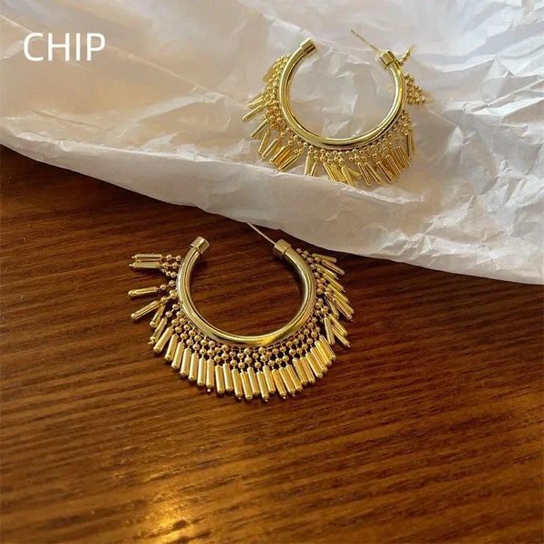 Серьги-кольца Серьга-кольцо с кисточкой из серебра 925 пробы с металлическим покрытием 18 карат Простая INS Личность