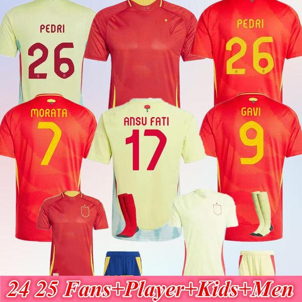 2024 2025 camisa espanhola camisa de futebol nacional uniforme da equipe 23 24 Ferran Canales Ansu Fati Koke Asnsio Asla Pedri Morata Morata Maillots camisas de futebol infantil