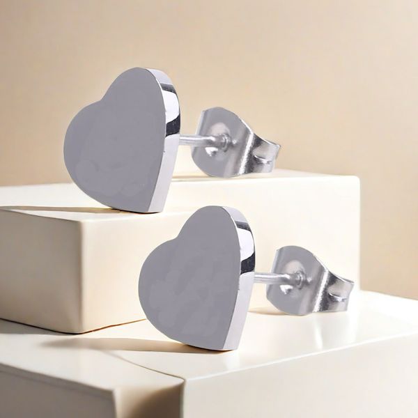 Designer Ring Original Marken Herzform feste Ohrringe Edelstahl 18K Gold Silber Rose Frauen Hochpolige Logo Gravierte Ohrringe für Mädchen Hochzeitsfeier