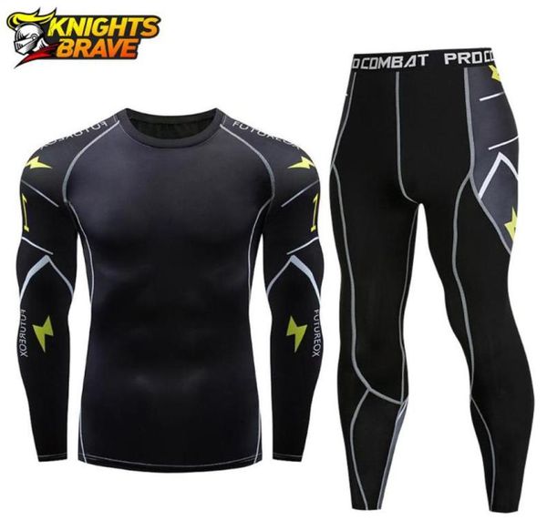 Jaqueta de motocicleta masculina, justa, manga longa, calças, compressão, esporte, corrida, conjunto de camada base de secagem rápida, app6150752