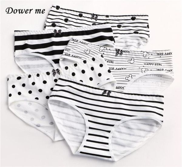 Sommer Atmungsaktive Damen Slips 12lot Lowrise Stiped Bow Schwarz Weiß Frauen Höschen Mädchen Unterwäsche W0337253063