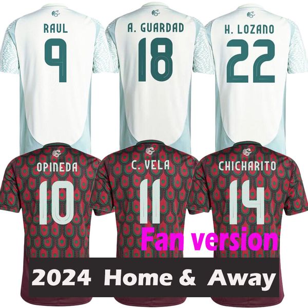 2024 Maglie da calcio in Messico Messico O.Pineda Chicharito Lozano Uniform R. Jimenez E. Alvarez Versione dei fan della camicia da calcio della squadra di calcio di alta qualità Jersey