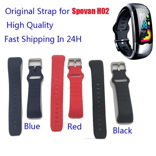 Casos transporte rápido original preto azul vermelho silicone borracha pulseira de relógio substituição para spovan h02 ecg ppg smartwatch banda acessórios