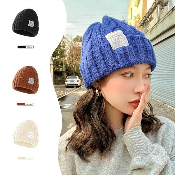 Berets 2024 Mode Winter Beanie Hut Für Frauen Strickmütze Halten Warme Wolle Paar Motorhaube Frau Twist Weibliche