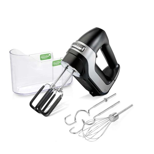 Hamilton Beach Professioneller 7-Gang-Digital-Elektro-Handmixer mit Hochleistungs-Gleichstrommotor, langsamem Start, einrastbarer Aufbewahrungsbox, Schneebesen mit weichem Schaber,